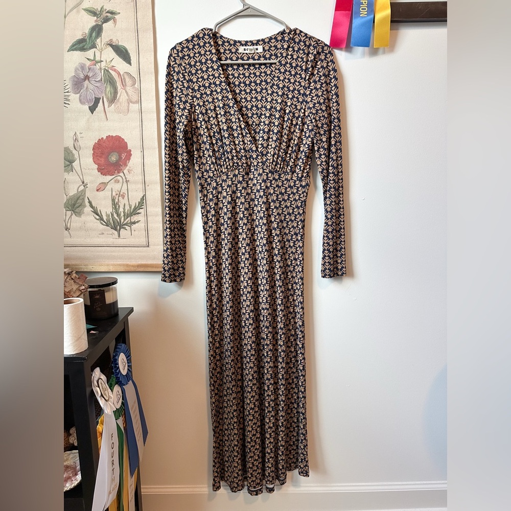 Boden Navy and Brown Floral Maxi Dress, Size 6 - Picture 4 of 12